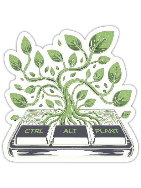 ctrl alt plant Garten Design - Sticker Größe S (10 x 10 cm) - Mattweiß - Vorne