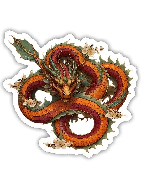 Dragon Rouge - Sticker taille S (10 x 10 cm) - blanc mat - Devant