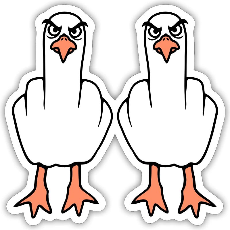2 Möwen Mittelfinger Beleidigung Stinkefinger Team