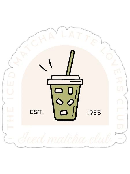 Iced matcha latte boisson japonaise humour - Sticker taille S (10 x 10 cm) - blanc mat - Devant