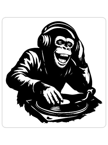 DJ The Monkey Dance Banksy Style - Sticker Größe S (10 x 10 cm) - Mattweiß - Vorne