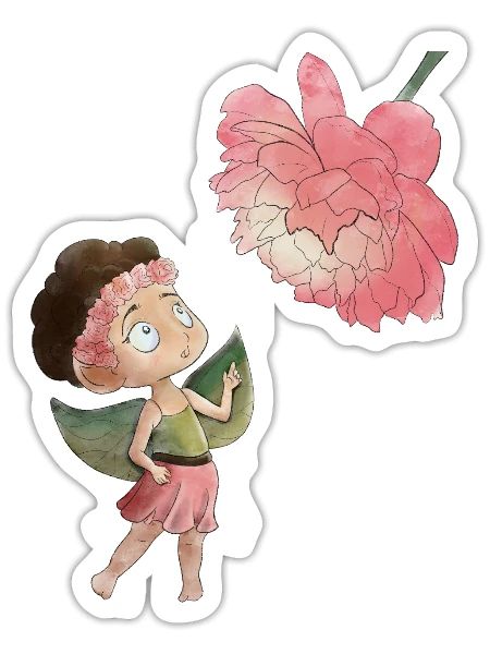 Fée magique avec pivoine - Sticker taille S (10 x 10 cm) - blanc mat - Devant