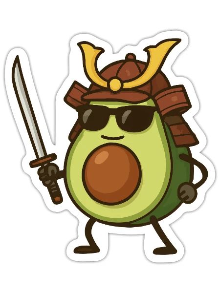 avocado samurai - Sticker Größe S (10 x 10 cm) - Mattweiß - Vorne