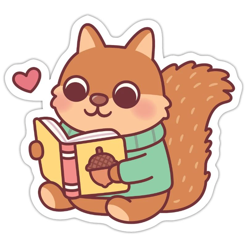 Niedliches Eichhörnchen liest ein Buch