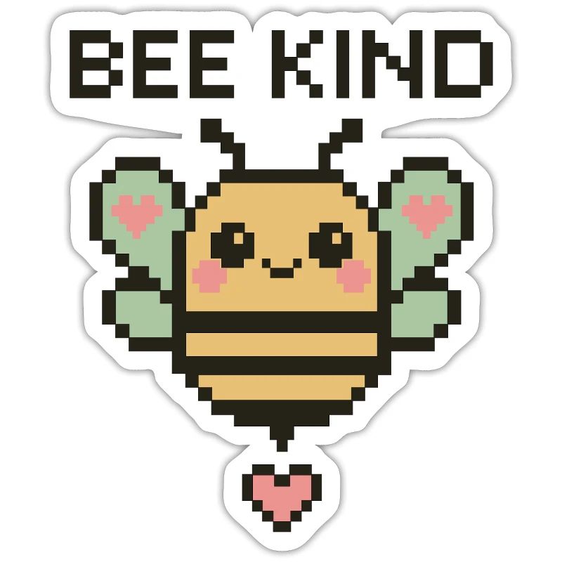 Bee Kind - Pixelbiene mit Herzchen
