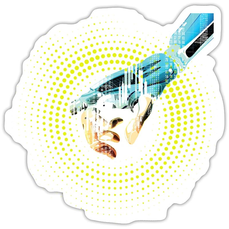 computer hand roboter KI digital cyborg code pc 