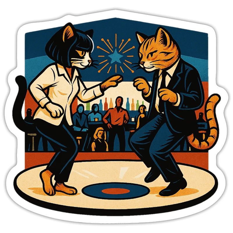 Two Retro Cats Dancing – Vintage Style