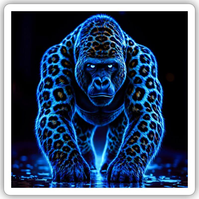 Neon Emperor Gorilla with Leopard Pattern