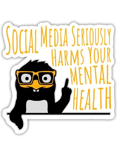 Social Media Seriously Harms Mental Health Pinguin - Sticker Größe S (10 x 10 cm) - Mattweiß - Vorne