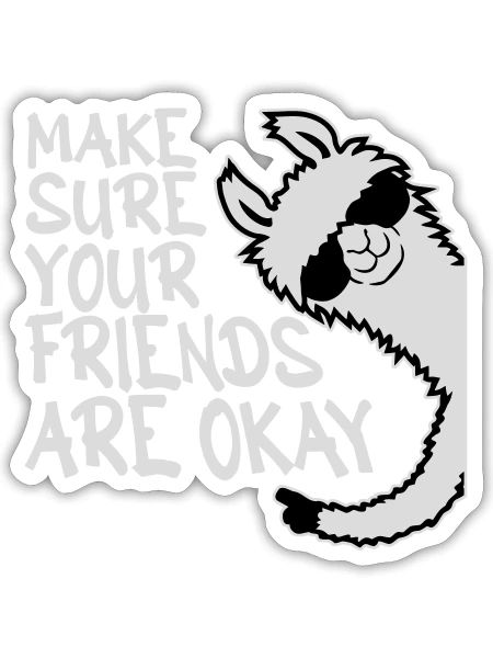 Make Sure Your Friends Are Okay Lama Sonnenbrille - Sticker Größe S (10 x 10 cm) - Mattweiß - Vorne