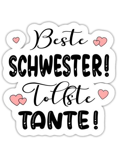 Schwester Tante Baby - Sticker Größe S (10 x 10 cm) - Mattweiß - Vorne