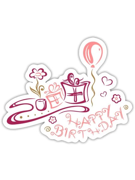Happy Birthday motif, Congratulations - Sticker size S (10 x 10 cm) - white matte - Front