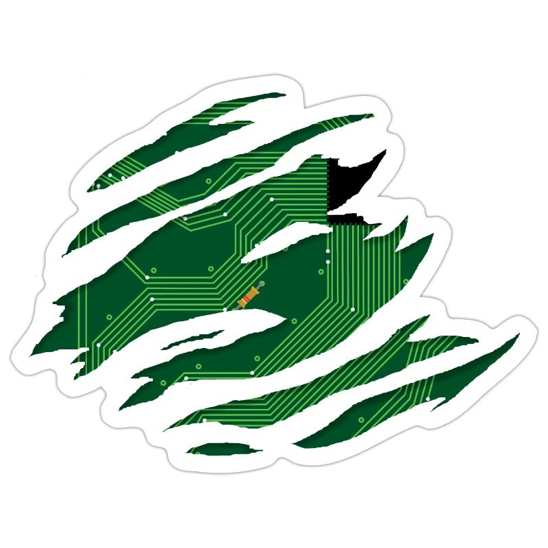 Computer circuit board behind a scratch with CPU