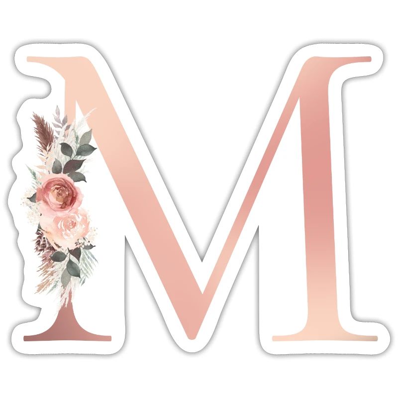 Customizable Monogram M Flowers Boho