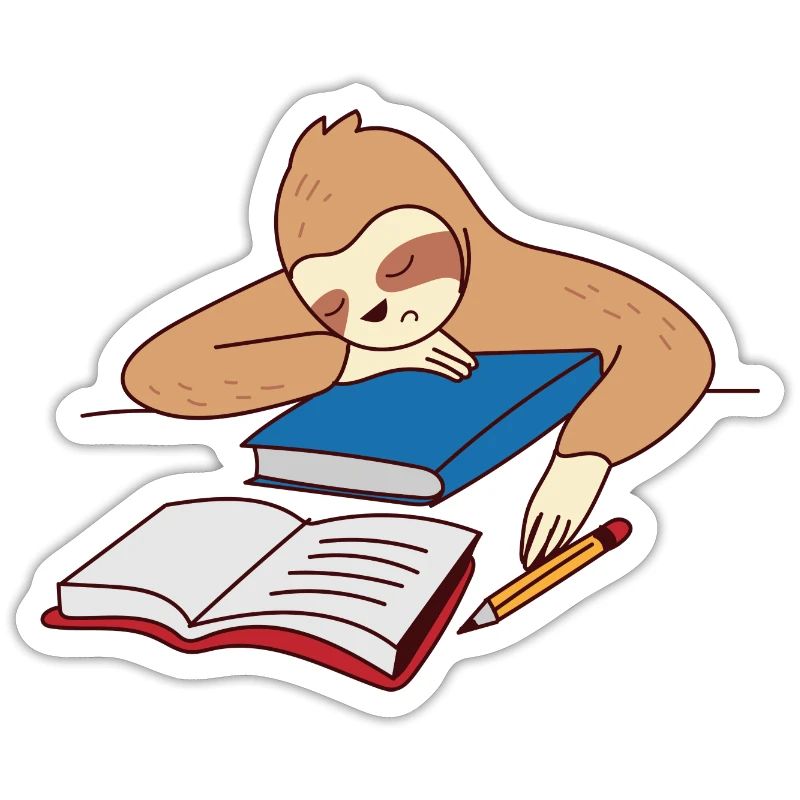 Sloth Studying Falling Asleep Ironic Student Tired