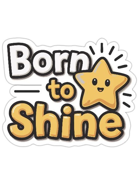 Né pour briller – Strahlender Stern - Sticker taille S (10 x 10 cm) - blanc mat - Devant