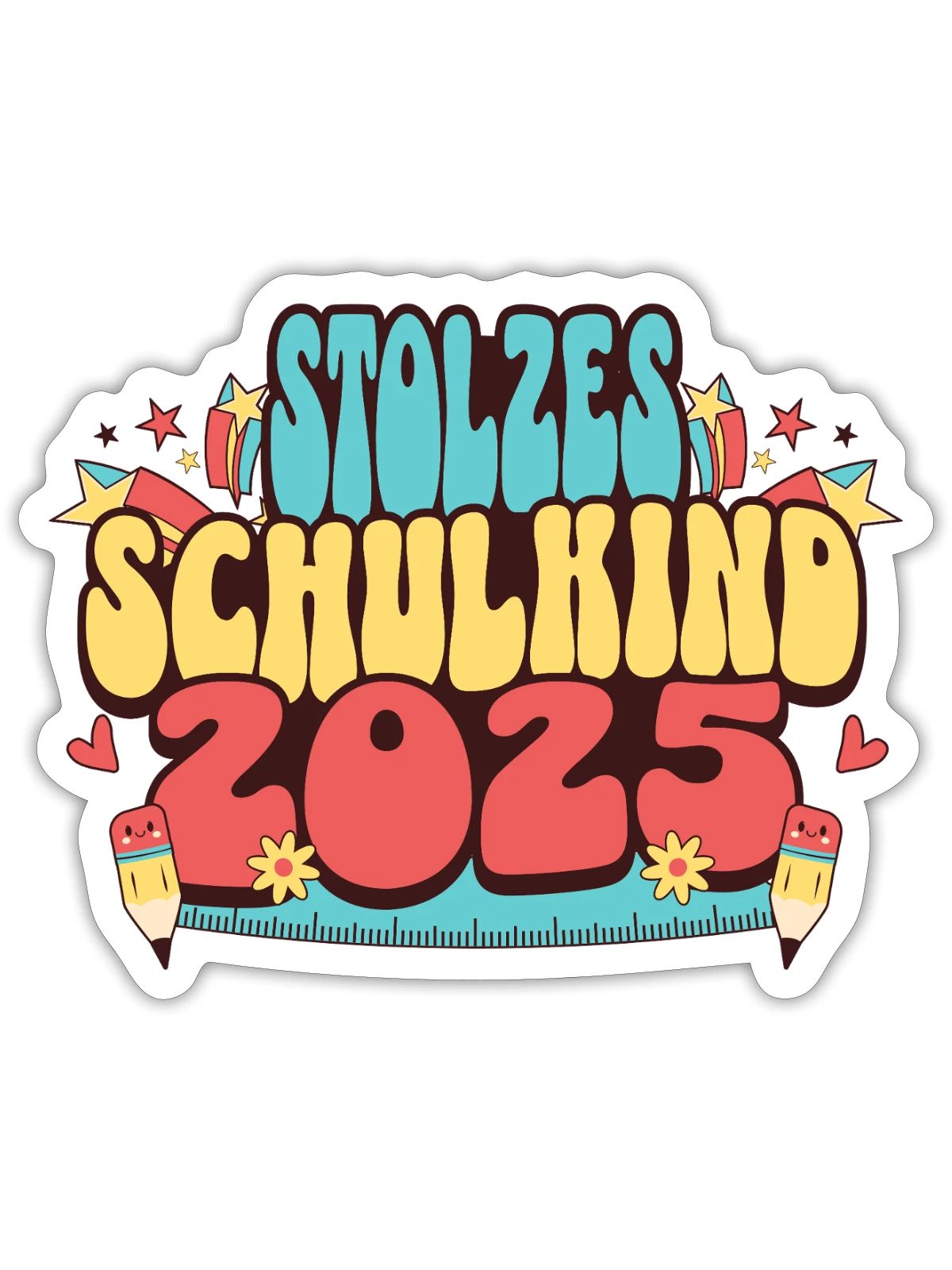 Stolzes Schulkind 2025 - Sticker Größe S (10 x 10 cm) - Mattweiß - Vorne