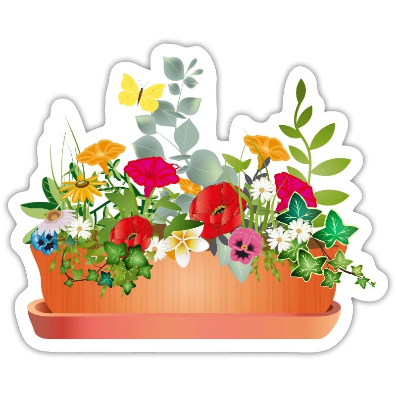 Fleurs colorées dans un bac à fleurs