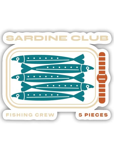 Sardinenclub - Sticker Größe S (10 x 10 cm) - Mattweiß - Vorne