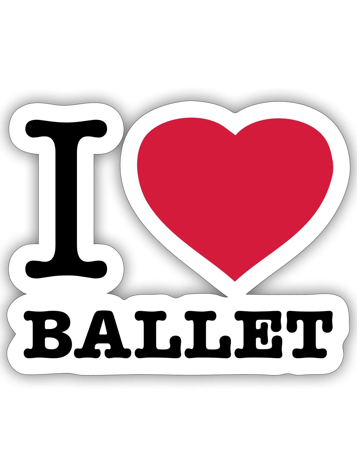 I LOVE BALLET Ballett - Sticker Größe S (10 x 10 cm) - Mattweiß - Vorne