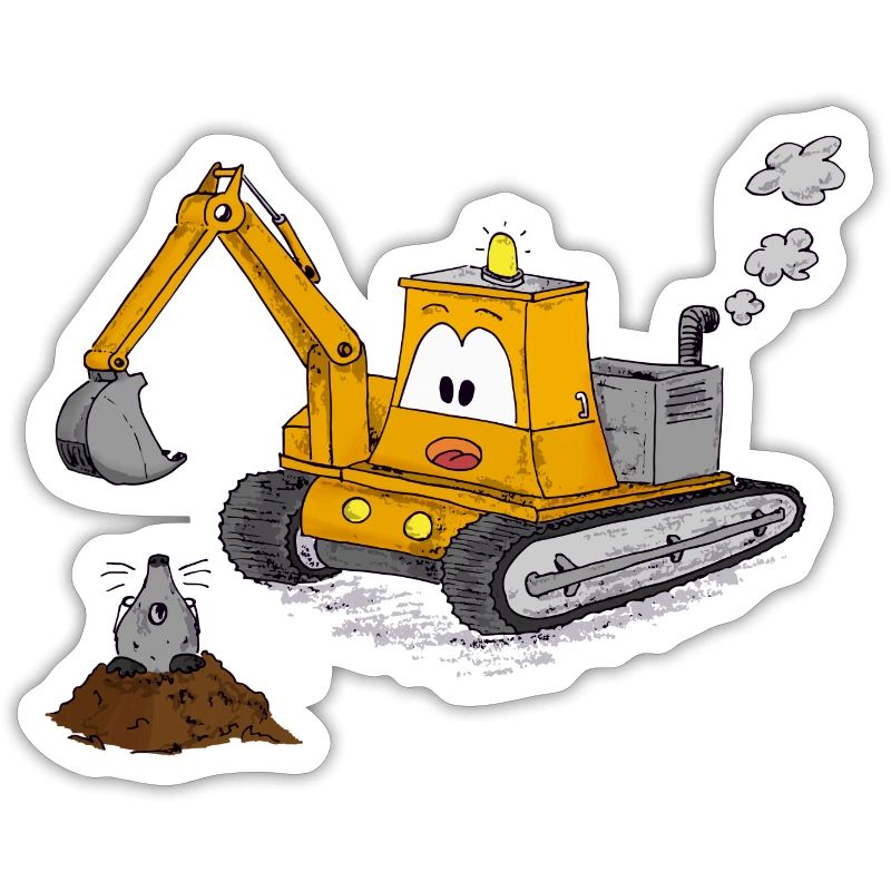 Excavator mole crane construction site builder guys