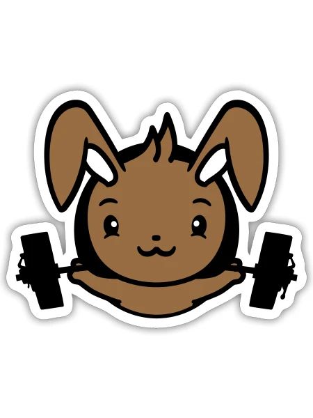 Bunny Bodybuilder Gym Muscles Strong Fitness Weight - Sticker size S (10 x 10 cm) - white matte - Front