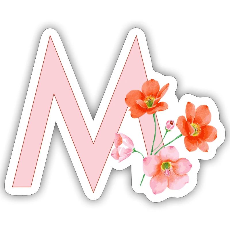 M avec des fleurs