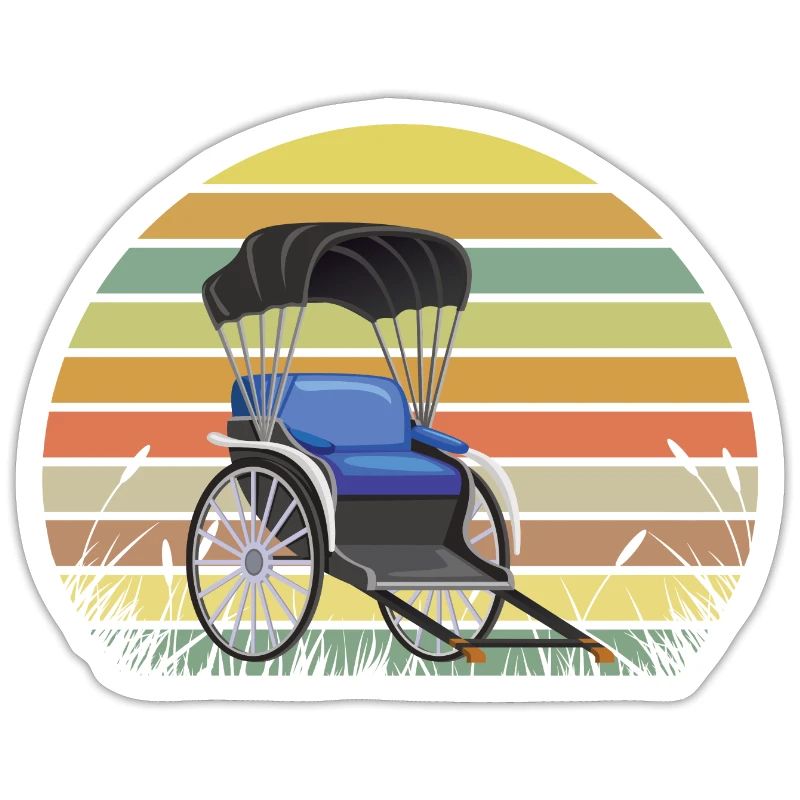 Rickshaw Sunset Retro Meadow