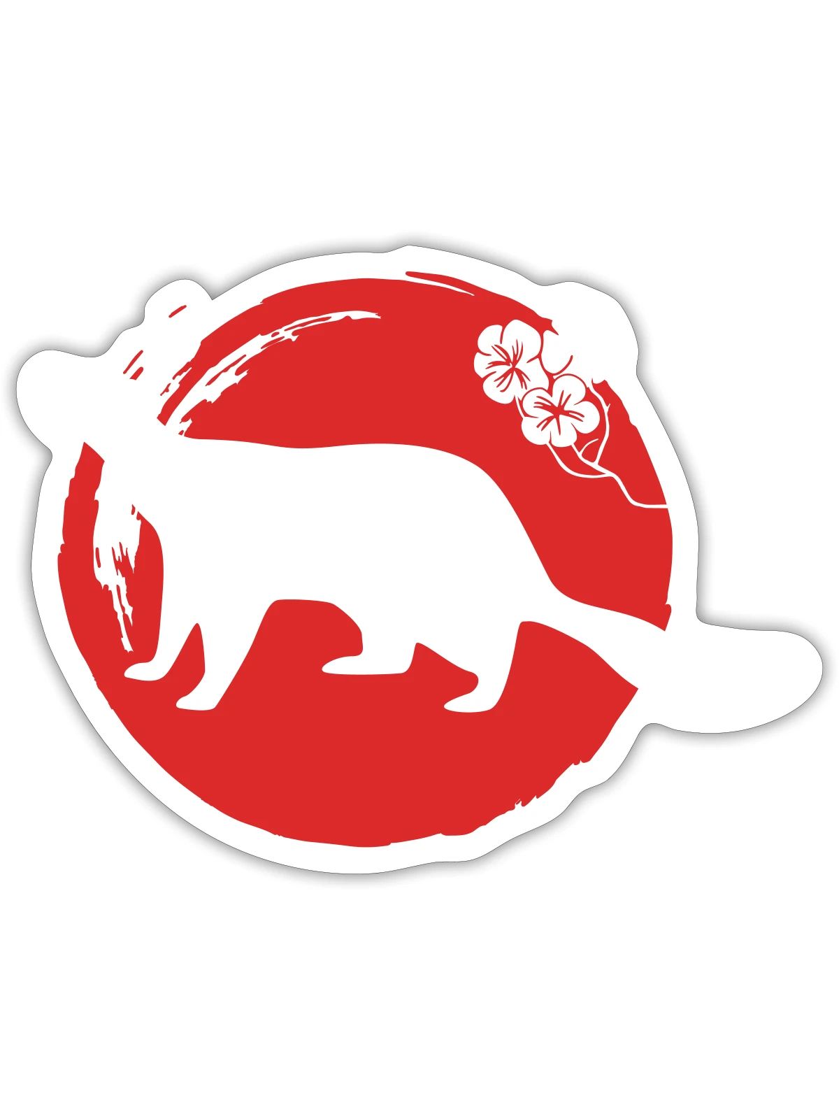 Marder Silhouette Japanisch - Sticker Größe S (10 x 10 cm) - Mattweiß - Vorne