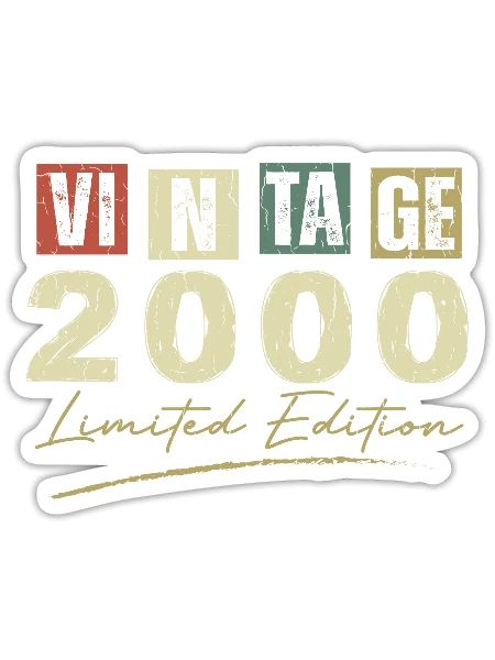 Jahrgang 2000 Original 2000 Jubiläumsgeschenk - Sticker Größe S (10 x 10 cm) - Mattweiß - Vorne