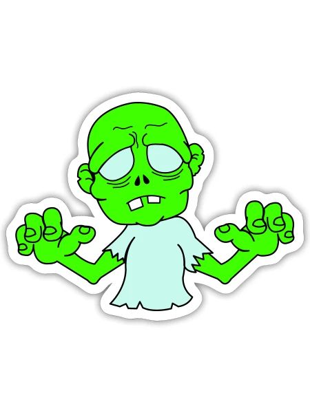 Zombi - Sticker taille S (10 x 10 cm) - blanc mat - Devant