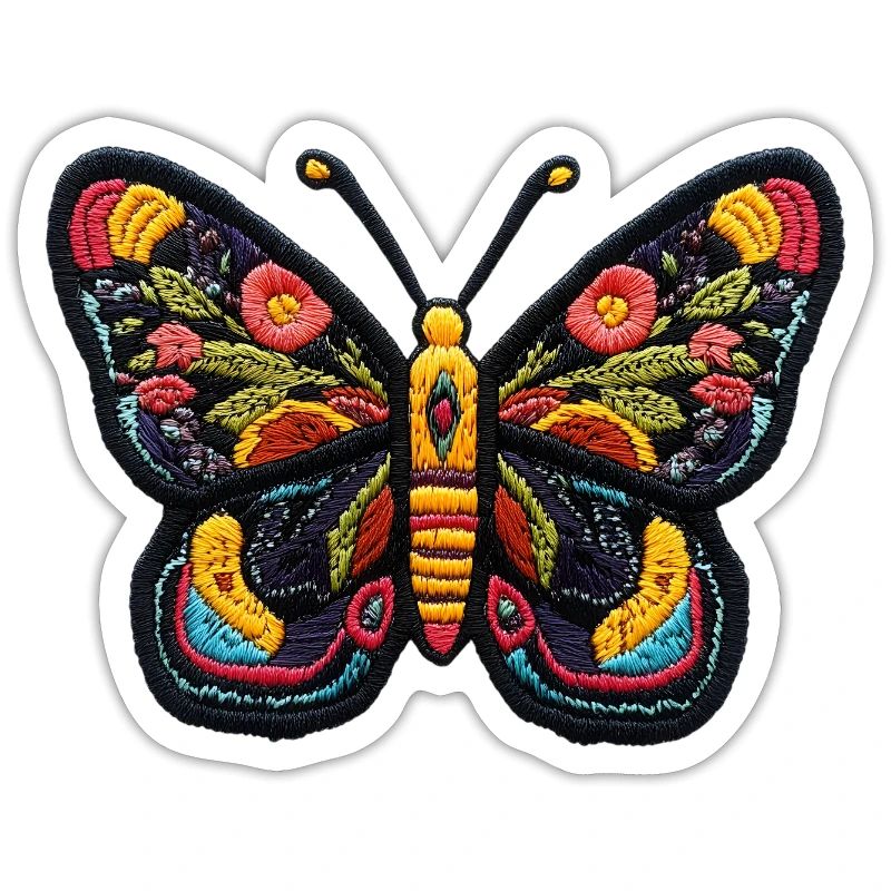 Papillon coloré en style broderie – Boho Patc