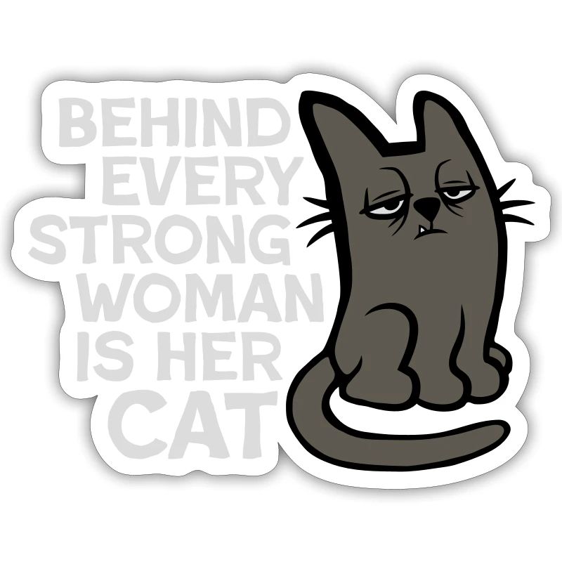 Cat Behind Every Strong Woman Annoyed Grumpy