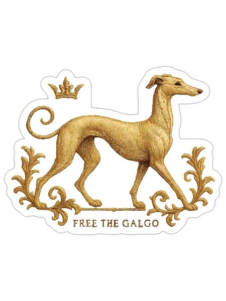 Free the Galgo - Embroidery Nr01 - Sticker size S (10 x 10 cm) - white matte - Front