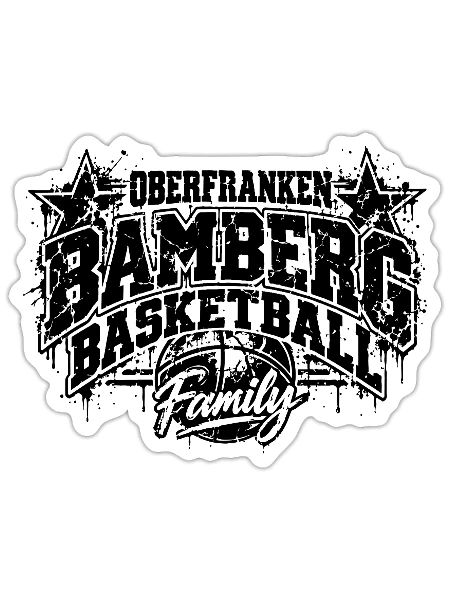 Bamberg Basketball Vintage Design - Sticker Größe S (10 x 10 cm) - Mattweiß - Vorne