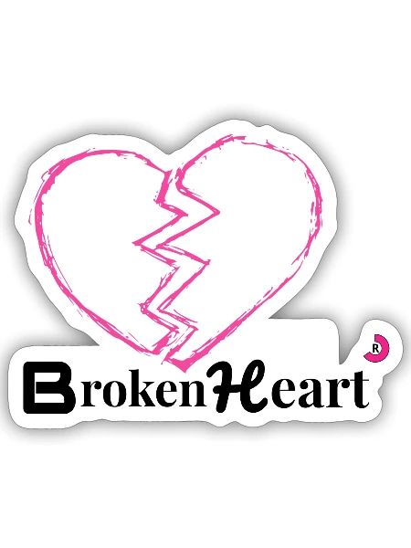 Zerbrochenes Neonherz Pink - Sticker Größe S (10 x 10 cm) - Mattweiß - Vorne
