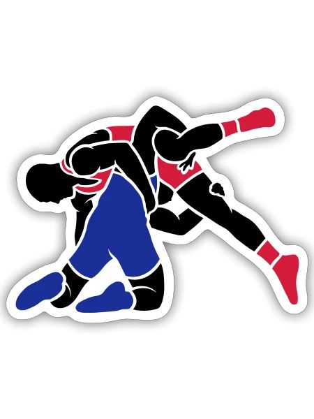wrestling throw - Sticker size S (10 x 10 cm) - white matte - Front