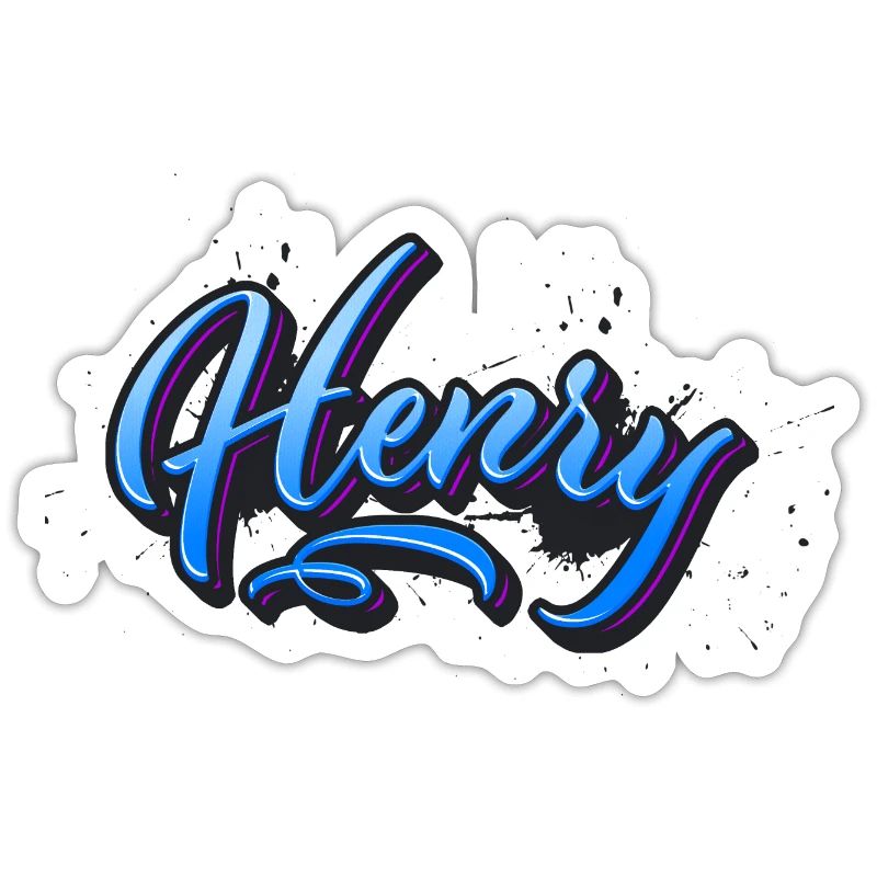 Henry First Name Name Name Tag Splash Graffiti