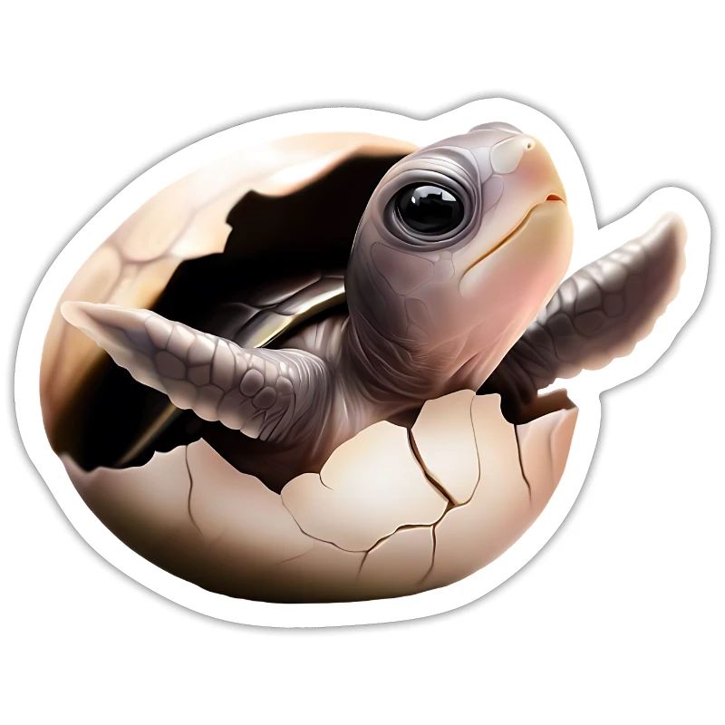 Turtle hatches from the egg