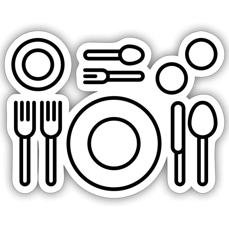 Place setting for a multi-course meal. Restaurant Icon