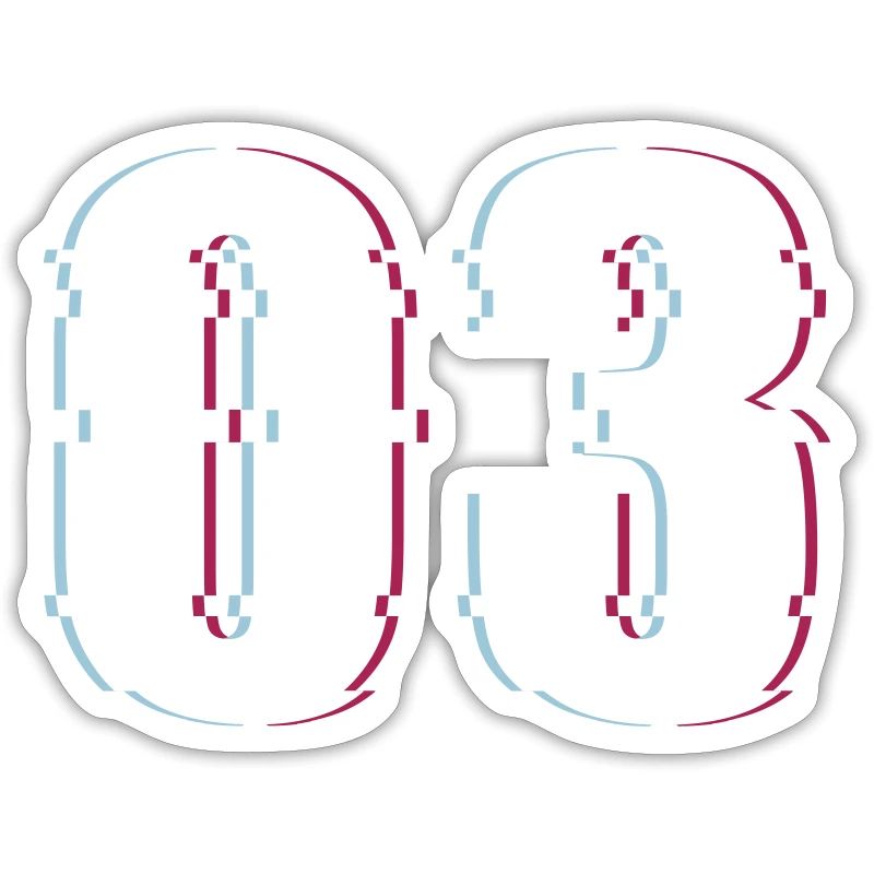 Three 3 Three 03 Number Effect Distorted Number