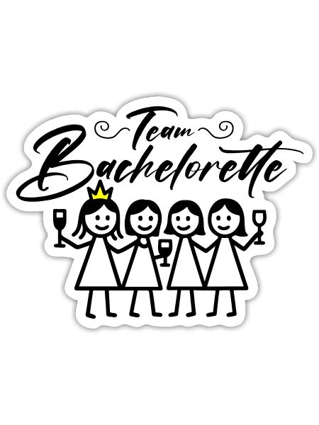 Bachelorette Team Girls - Sticker taille S (10 x 10 cm) - blanc mat - Devant