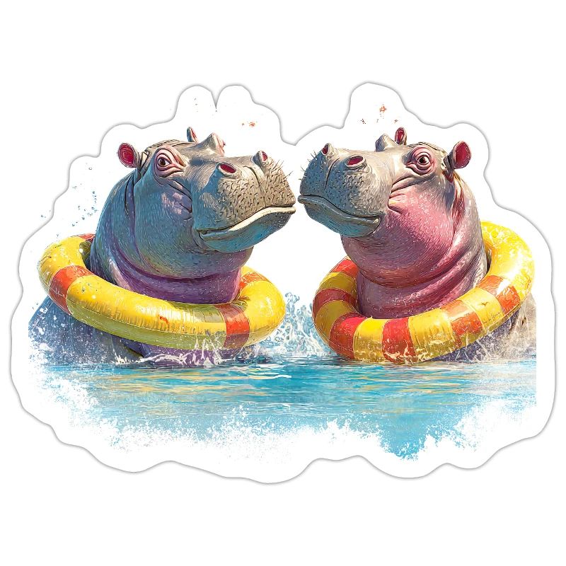 Double Hippo Bathing Fun