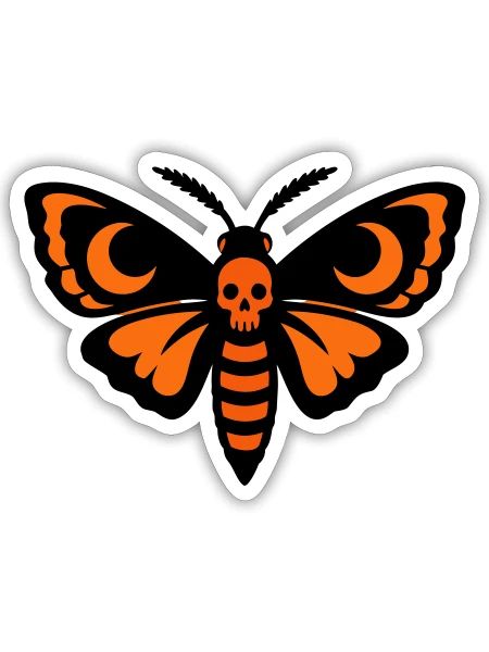 Totenkopfschwaermer Motte Logo - Sticker Größe S (10 x 10 cm) - Mattweiß - Vorne