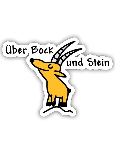 Über Bock und Bein - Sticker Größe S (10 x 10 cm) - Mattweiß - Vorne