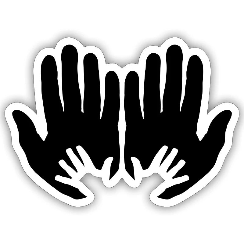 Open parents hands with children's hands