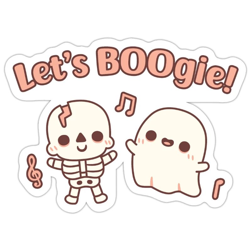 Cute Dancing Skeleton And Ghost Lets Boogie Funny