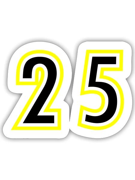 25 Zahl College - Sticker Größe S (10 x 10 cm) - Mattweiß - Vorne