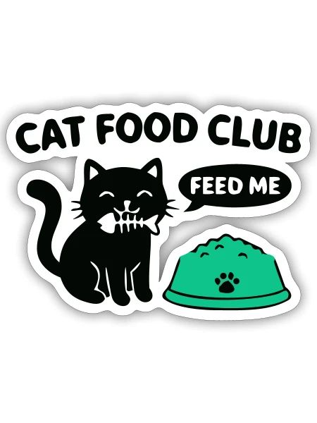 Cat Food Club Katzen Logo - Sticker Größe S (10 x 10 cm) - Mattweiß - Vorne