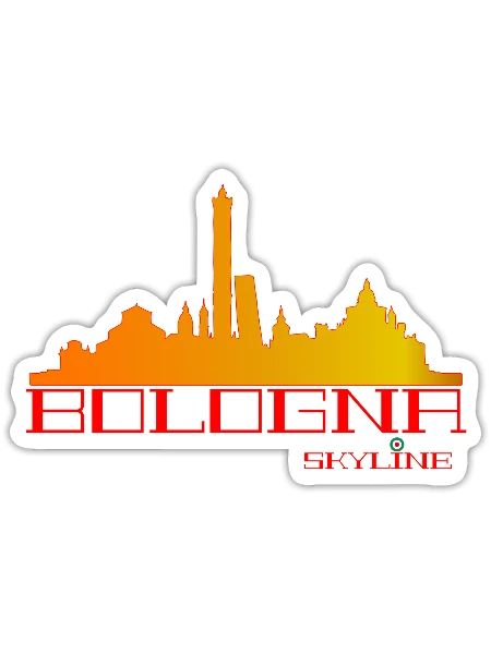 Bologna Skyline Orange-Rot - Sticker Größe S (10 x 10 cm) - Mattweiß - Vorne